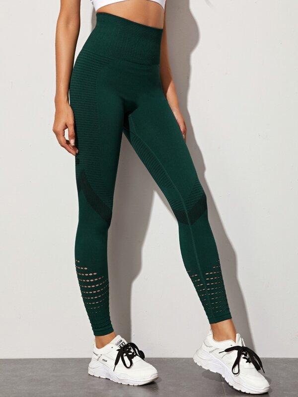 Laser Cut Out High Wist Sports Leggings - INS | Online Fashion Free Shipping Clothing, Dresses, Tops, Shoes