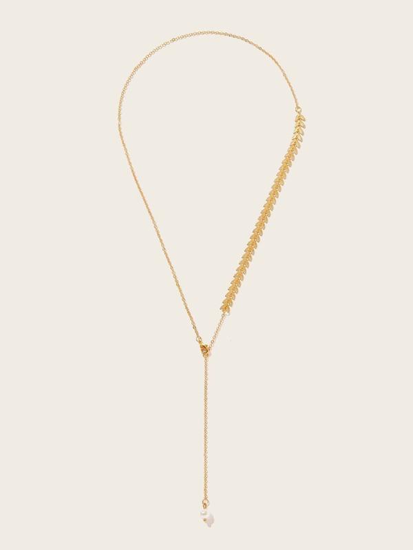 Leaf Detail Lariat Necklace 1pc - INS | Online Fashion Free Shipping Clothing, Dresses, Tops, Shoes