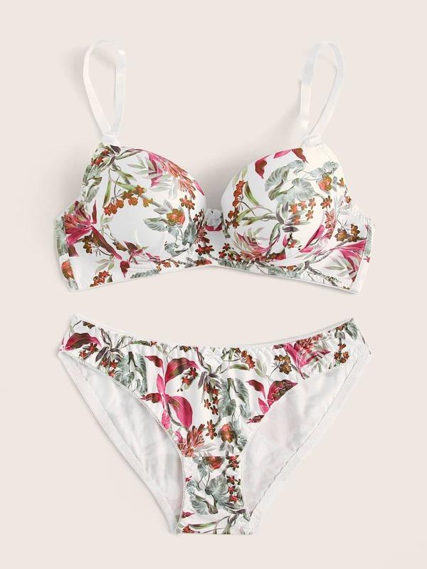 Leaf Print Underwire Lingerie Set - INS | Online Fashion Free Shipping Clothing, Dresses, Tops, Shoes