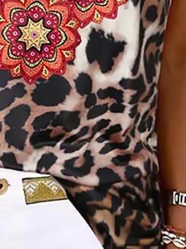Leopard And Flower Print Camisole Vest - Tank Tops - INS | Online Fashion Free Shipping Clothing, Dresses, Tops, Shoes - 10-20 - 27/07/2021 - color-brown