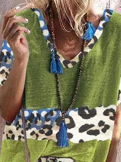 Leopard Print Color Block Sports Suit - Sets - INS | Online Fashion Free Shipping Clothing, Dresses, Tops, Shoes - 15/06/2021 - Bottoms - Color_Green