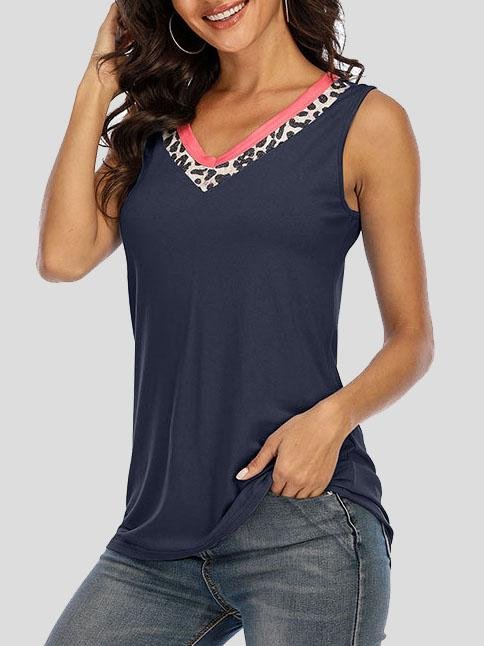Leopard Print Contrast Sleeveless Tank Top - Tank Tops - INS | Online Fashion Free Shipping Clothing, Dresses, Tops, Shoes - 10-20 - 24/06/2021 - color-black