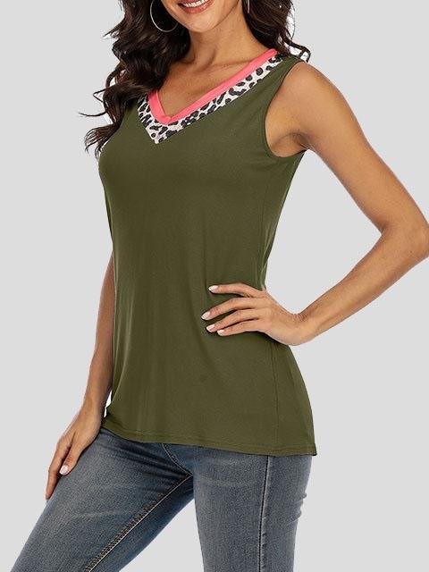 Leopard Print Contrast Sleeveless Tank Top - Tank Tops - INS | Online Fashion Free Shipping Clothing, Dresses, Tops, Shoes - 10-20 - 24/06/2021 - color-black