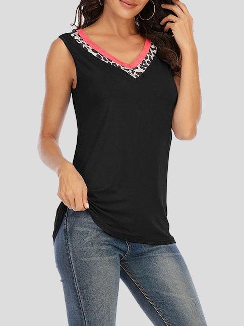 Leopard Print Contrast Sleeveless Tank Top - Tank Tops - INS | Online Fashion Free Shipping Clothing, Dresses, Tops, Shoes - 10-20 - 24/06/2021 - color-black