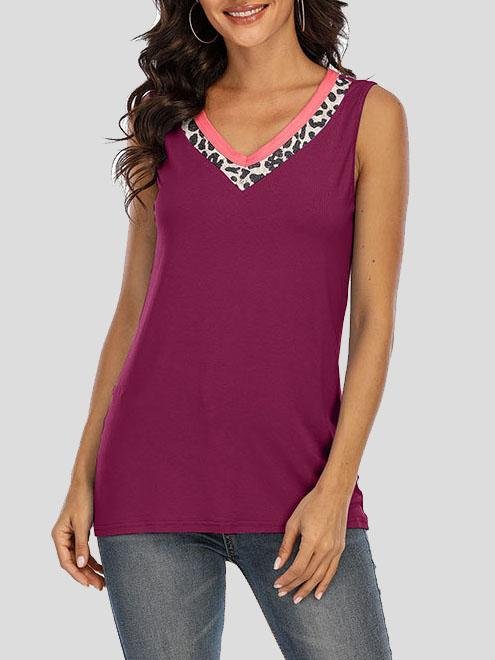 Leopard Print Contrast Sleeveless Tank Top - Tank Tops - INS | Online Fashion Free Shipping Clothing, Dresses, Tops, Shoes - 10-20 - 24/06/2021 - color-black