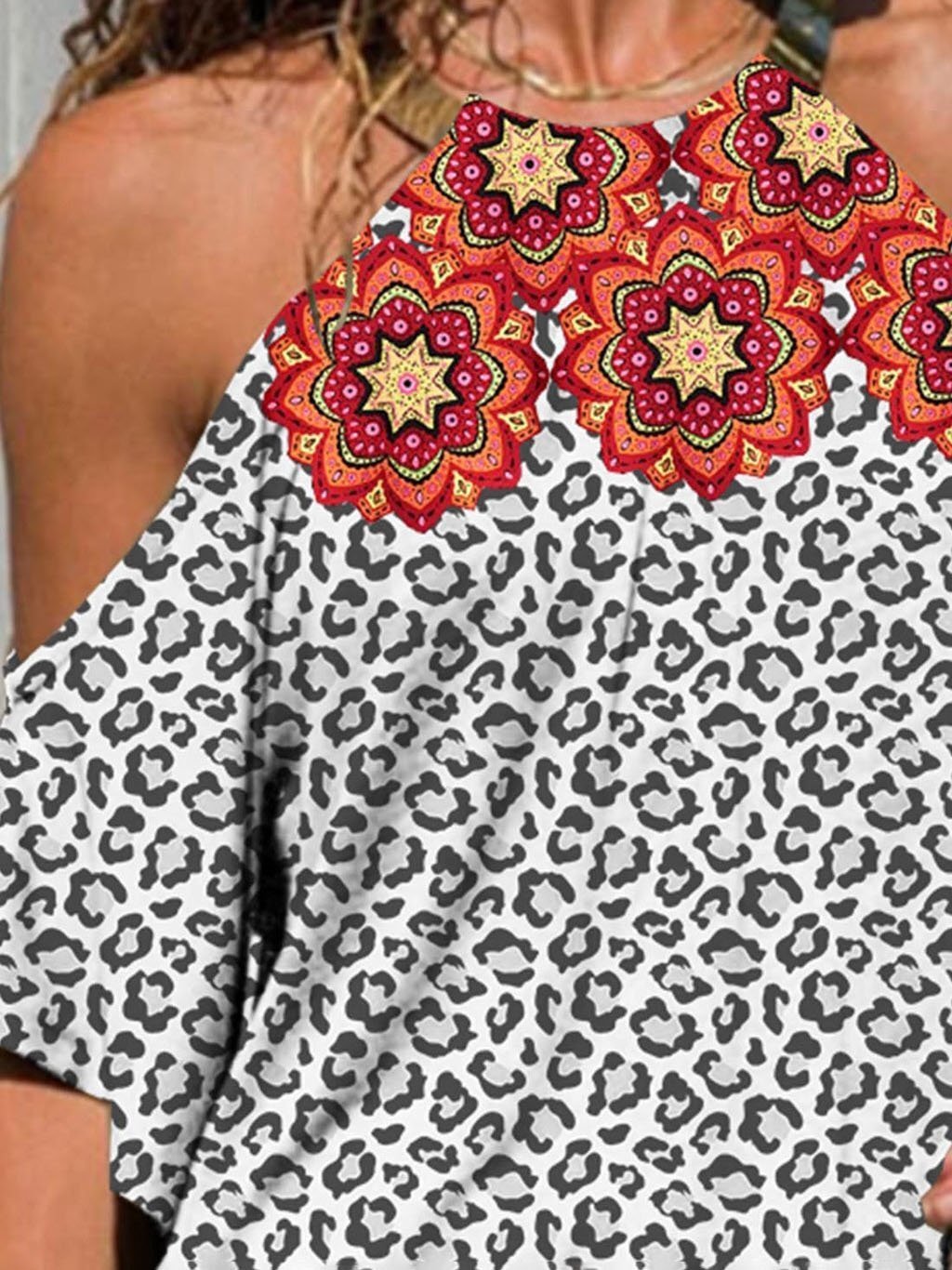 Leopard Print Halter Off Shoulder T-shirt - T-shirts - INS | Online Fashion Free Shipping Clothing, Dresses, Tops, Shoes - 20-30 - 30/06/2021 - color-blue