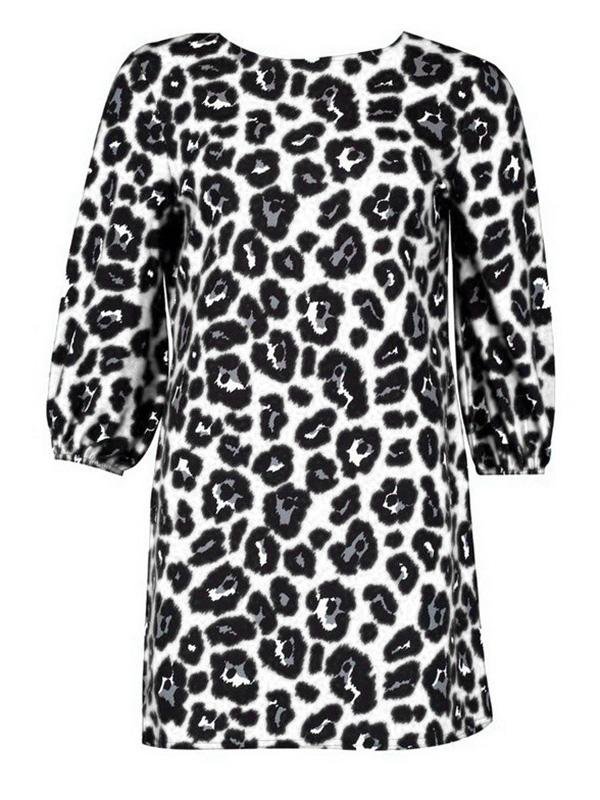 Leopard Print Long Sleeve Casual Dress - Mini Dresses - INS | Online Fashion Free Shipping Clothing, Dresses, Tops, Shoes - 19/07/2021 - 20-30 - Category_Mini Dresses
