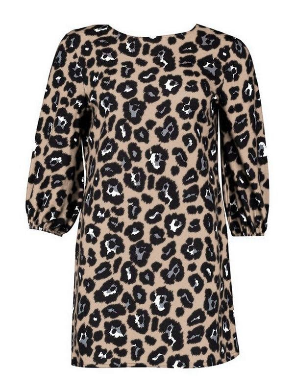 Leopard Print Long Sleeve Casual Dress - Mini Dresses - INS | Online Fashion Free Shipping Clothing, Dresses, Tops, Shoes - 19/07/2021 - 20-30 - Category_Mini Dresses