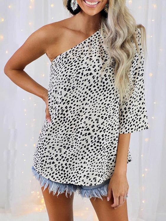 Leopard Print Off-shoulder T-shirt - Blouses - INS | Online Fashion Free Shipping Clothing, Dresses, Tops, Shoes - 10-20 - 18/06/2021 - BLO2106180114