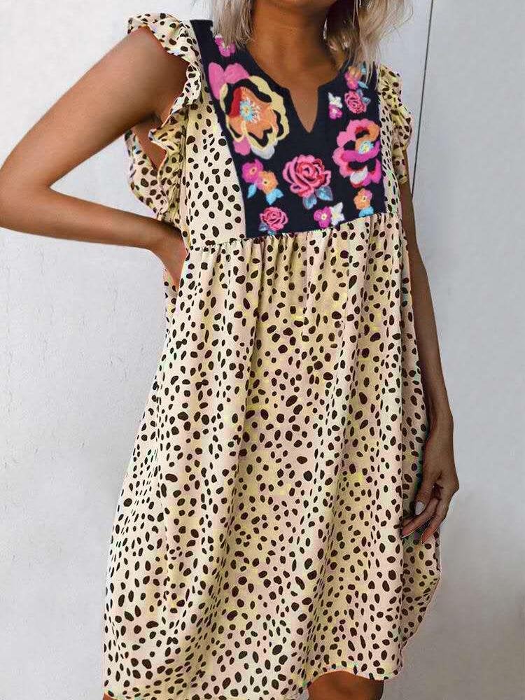 Leopard Print Short Sleeve Mini Dress - Mini Dresses - INS | Online Fashion Free Shipping Clothing, Dresses, Tops, Shoes - 19/06/2021 - 20-30 - Category_Mini Dresses