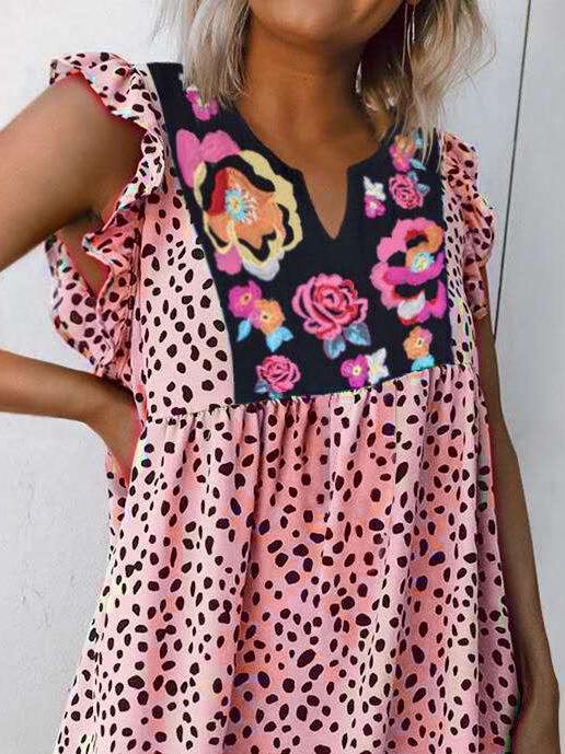 Leopard Print Short Sleeve Mini Dress - Mini Dresses - INS | Online Fashion Free Shipping Clothing, Dresses, Tops, Shoes - 19/06/2021 - 20-30 - Category_Mini Dresses