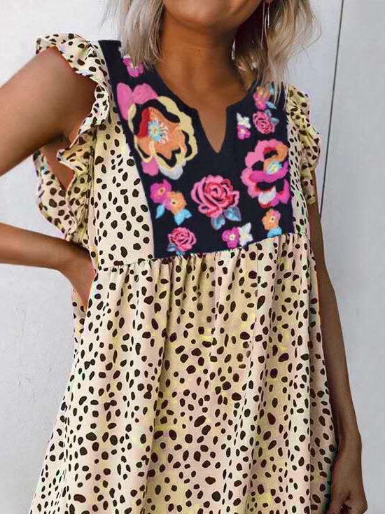 Leopard Print Short Sleeve Mini Dress - Mini Dresses - INS | Online Fashion Free Shipping Clothing, Dresses, Tops, Shoes - 19/06/2021 - 20-30 - Category_Mini Dresses