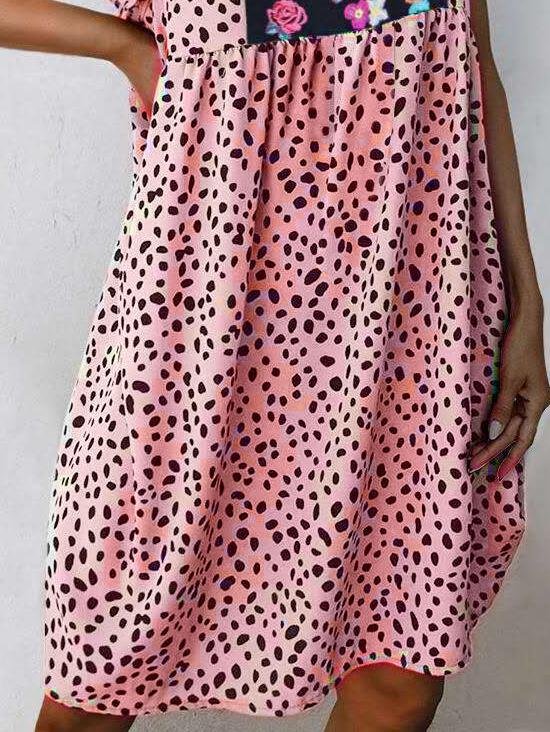 Leopard Print Short Sleeve Mini Dress - Mini Dresses - INS | Online Fashion Free Shipping Clothing, Dresses, Tops, Shoes - 19/06/2021 - 20-30 - Category_Mini Dresses