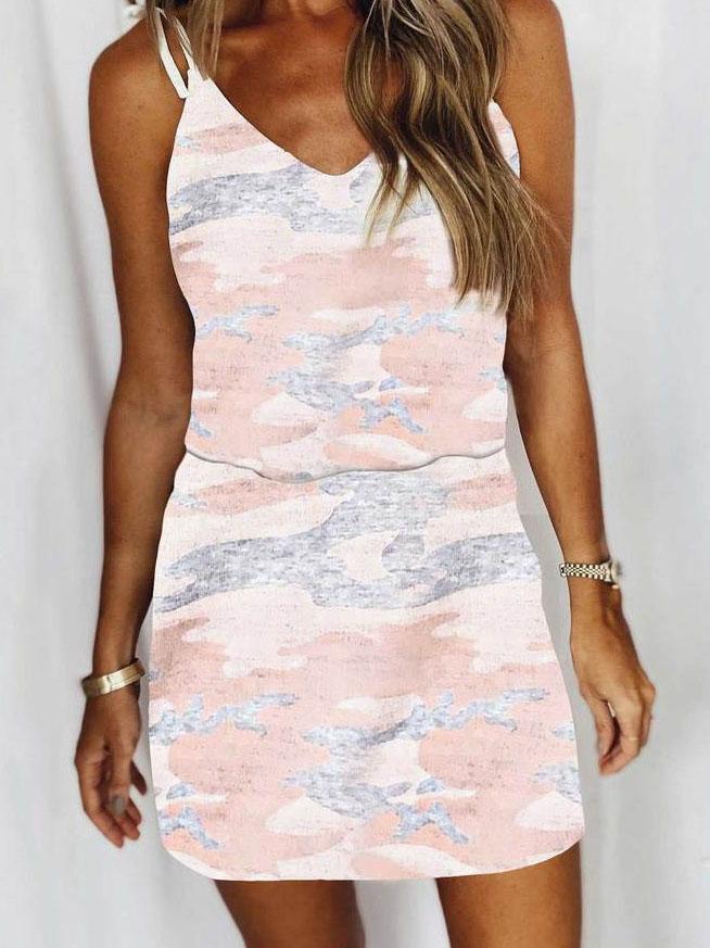 Leopard Print Sleeveless V-neck Dress - Mini Dresses - INS | Online Fashion Free Shipping Clothing, Dresses, Tops, Shoes - 07/06/2021 - Color_Brown - Color_Gray