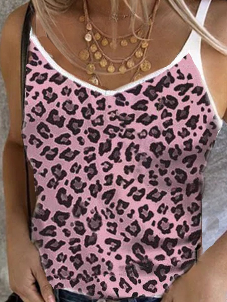 Leopard Print Stretch Camisole Top - Tank Tops - INS | Online Fashion Free Shipping Clothing, Dresses, Tops, Shoes - 10-20 - 17/06/2021 - color-apricot