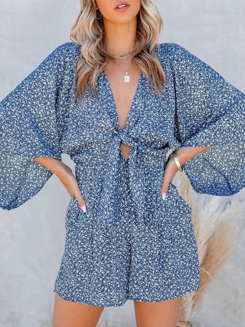 Leopard Print V-neck Loose Jumpsuit - Jumpsuits & Rompers - INS | Online Fashion Free Shipping Clothing, Dresses, Tops, Shoes - 20-30 - 30/06/2021 - Bottoms