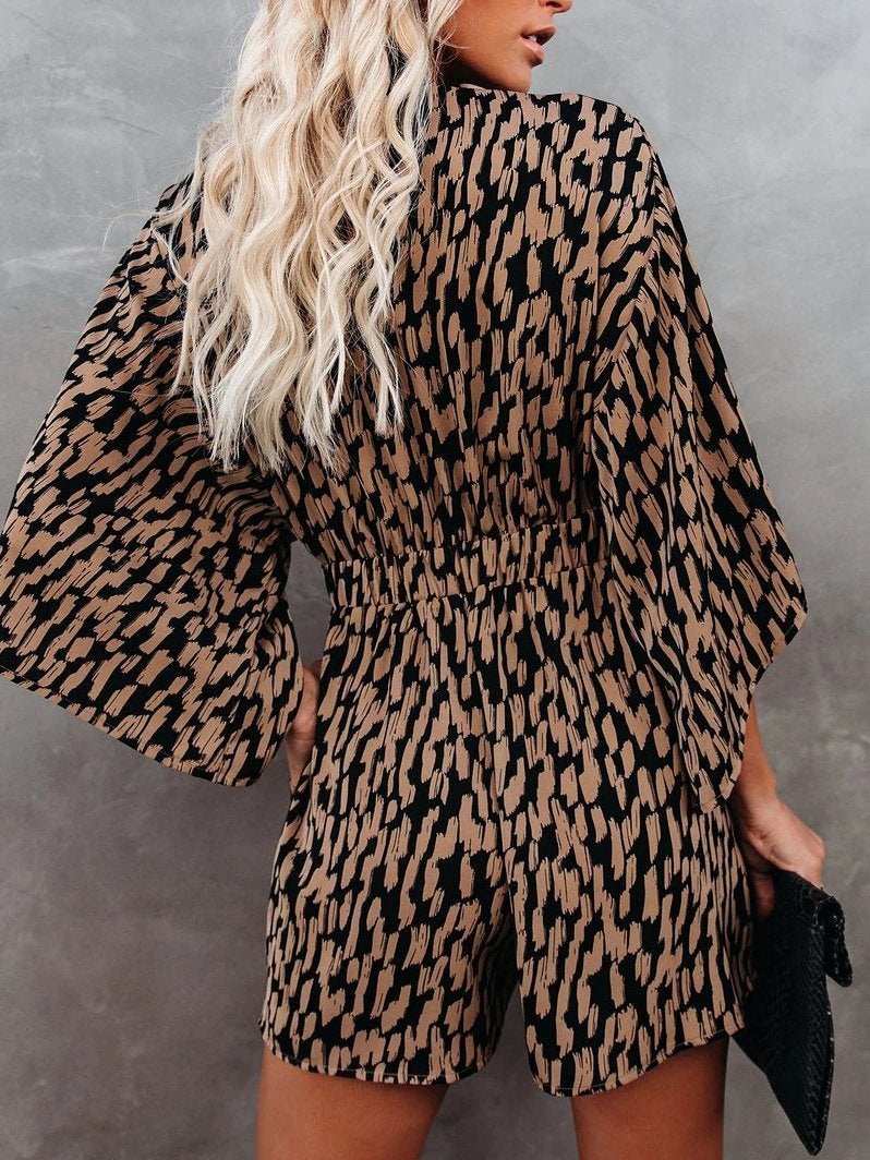Leopard Print V-neck Loose Jumpsuit - Jumpsuits & Rompers - INS | Online Fashion Free Shipping Clothing, Dresses, Tops, Shoes - 20-30 - 30/06/2021 - Bottoms