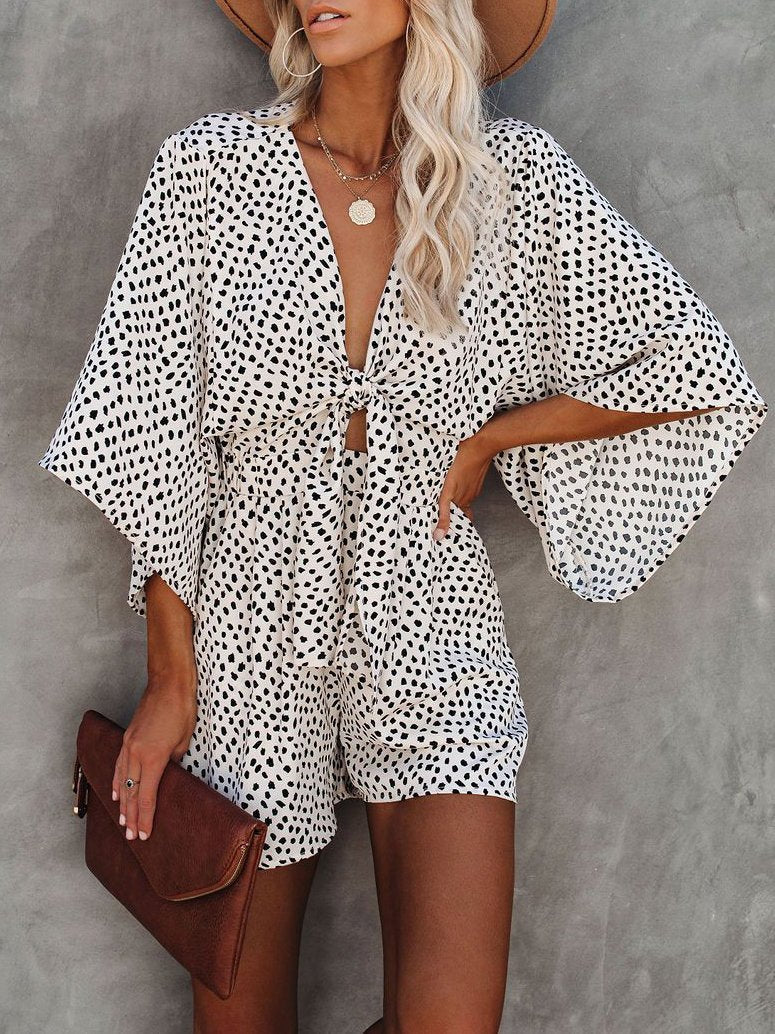 Leopard Print V-neck Loose Jumpsuit - Jumpsuits & Rompers - INS | Online Fashion Free Shipping Clothing, Dresses, Tops, Shoes - 20-30 - 30/06/2021 - Bottoms