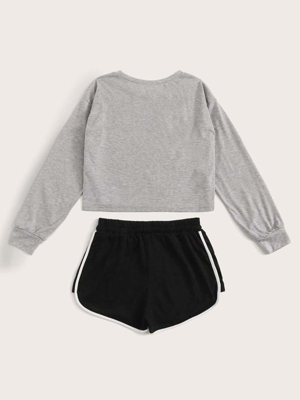 Letter & Eyelash Print PJ Set - INS | Online Fashion Free Shipping Clothing, Dresses, Tops, Shoes