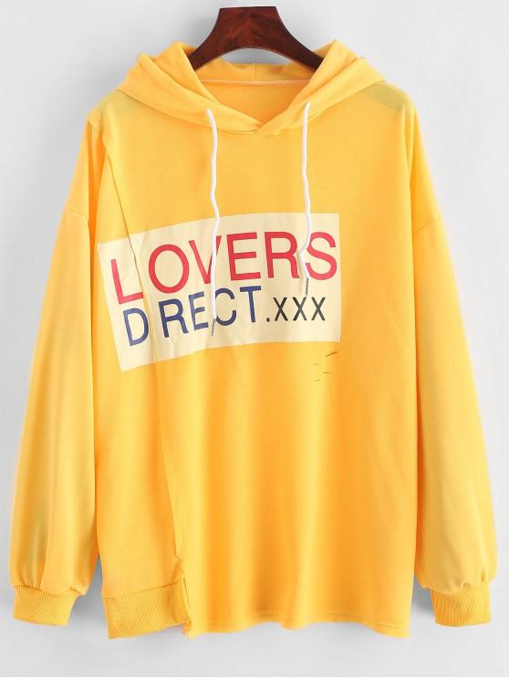 Letter Graphic Drop Shoulder Slit Hoodie - INS | Online Fashion Free Shipping Clothing, Dresses, Tops, Shoes