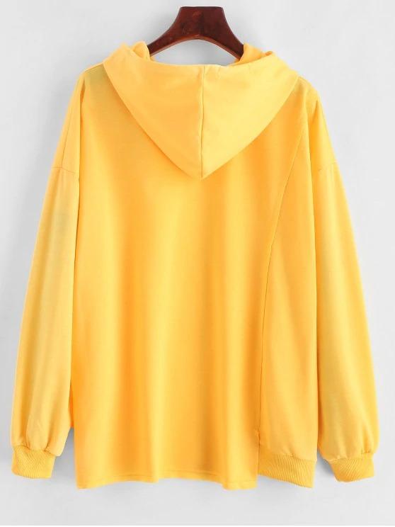 Letter Graphic Drop Shoulder Slit Hoodie - INS | Online Fashion Free Shipping Clothing, Dresses, Tops, Shoes