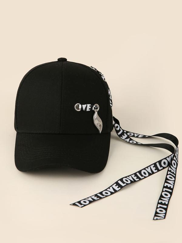 Letter Graphic Ribbon Decor Baseball Cap - INS | Online Fashion Free Shipping Clothing, Dresses, Tops, Shoes