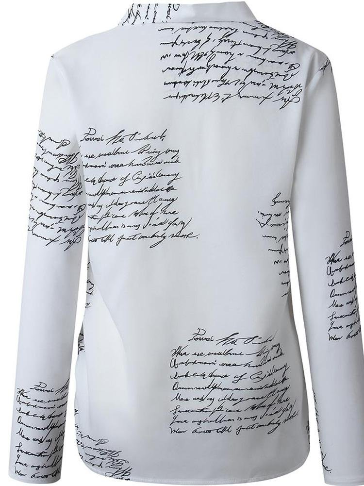 Letter Print Button Design Casual Shirt - Blouses - INS | Online Fashion Free Shipping Clothing, Dresses, Tops, Shoes - 29/04/2021 - BLO210429045 - Blouses