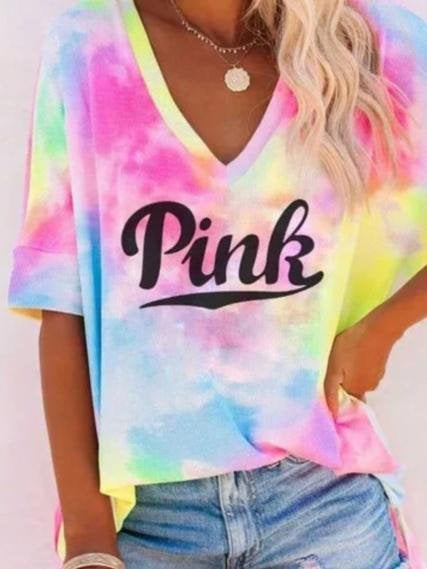 Letter Print Loose Short Sleeve Round Neck T-Shirt - T-Shirts - INS | Online Fashion Free Shipping Clothing, Dresses, Tops, Shoes - 10-20 - 17/06/2021 - Category_T-Shirts