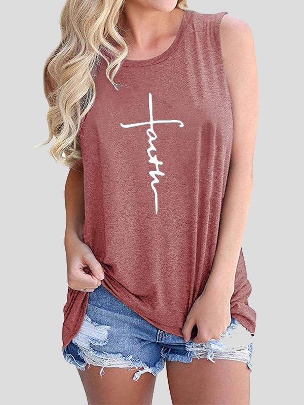 Letter Print Round Neck Casual Sleeveless Vest - Tank Tops - INS | Online Fashion Free Shipping Clothing, Dresses, Tops, Shoes - 07/07/2021 - 10-20 - color-black