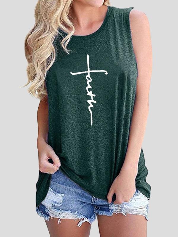 Letter Print Round Neck Casual Sleeveless Vest - Tank Tops - INS | Online Fashion Free Shipping Clothing, Dresses, Tops, Shoes - 07/07/2021 - 10-20 - color-black