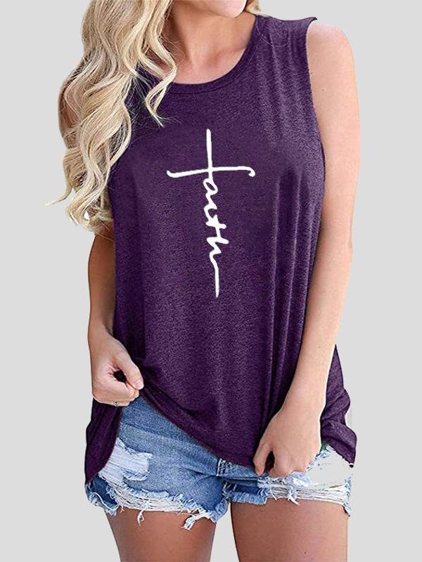 Letter Print Round Neck Casual Sleeveless Vest - Tank Tops - INS | Online Fashion Free Shipping Clothing, Dresses, Tops, Shoes - 07/07/2021 - 10-20 - color-black