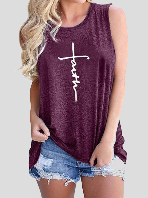 Letter Print Round Neck Casual Sleeveless Vest - Tank Tops - INS | Online Fashion Free Shipping Clothing, Dresses, Tops, Shoes - 07/07/2021 - 10-20 - color-black