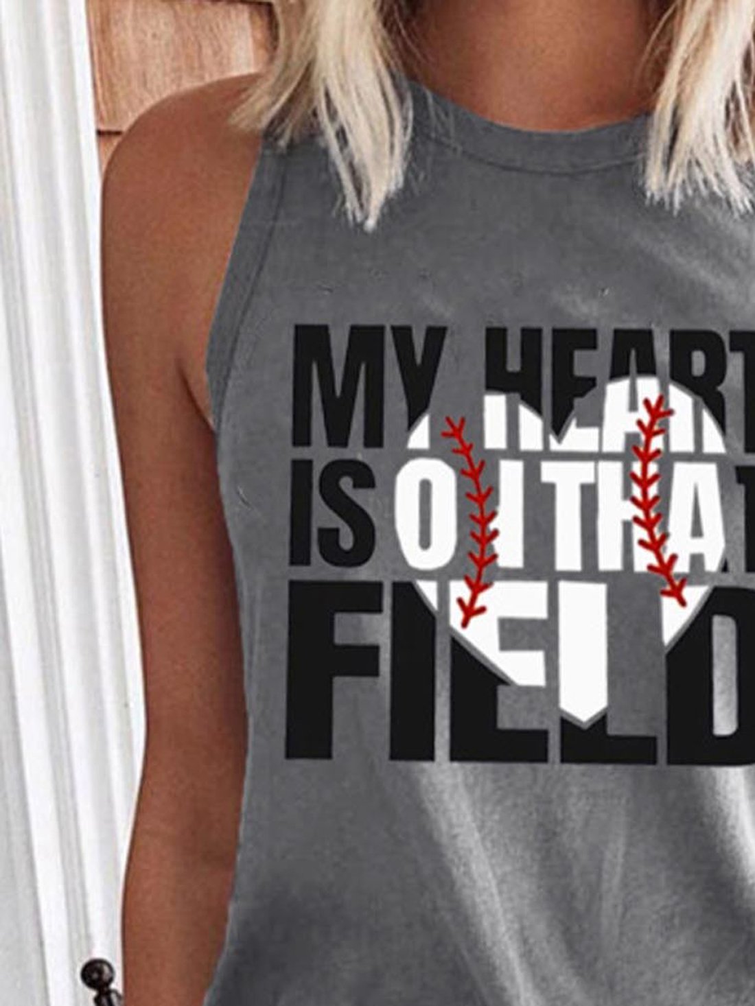 Letter Print Round Neck Tank Top - Tanks & Camisoles - INS | Online Fashion Free Shipping Clothing, Dresses, Tops, Shoes - 24/05/2021 - Color_Gray - LXQ