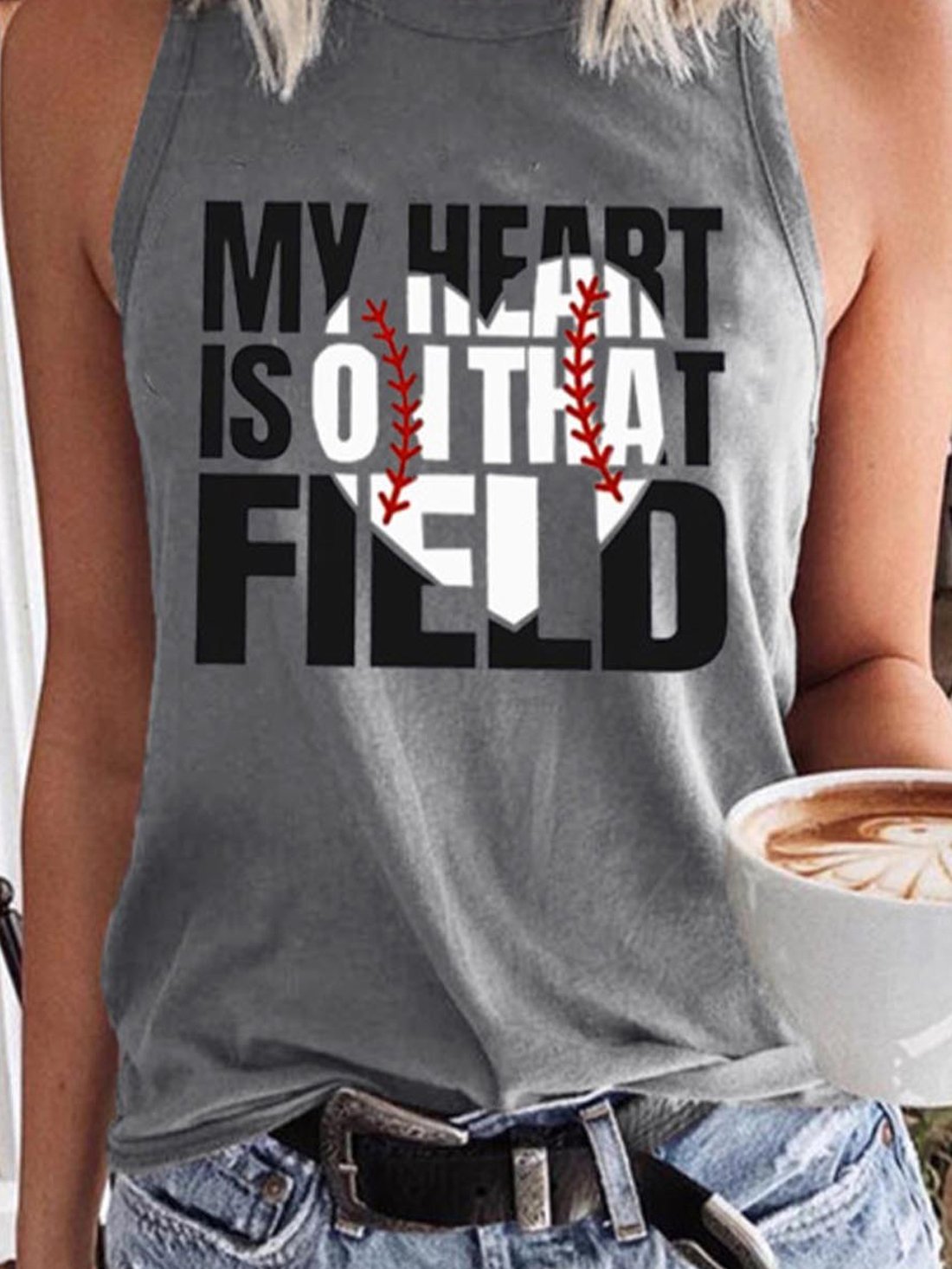 Letter Print Round Neck Tank Top - Tanks & Camisoles - INS | Online Fashion Free Shipping Clothing, Dresses, Tops, Shoes - 24/05/2021 - Color_Gray - LXQ