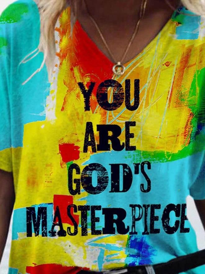 Letter Print V Neck Short Sleeve T-shirt - T-shirts - INS | Online Fashion Free Shipping Clothing, Dresses, Tops, Shoes - 09/06/2021 - Color_Green - Size_2XL