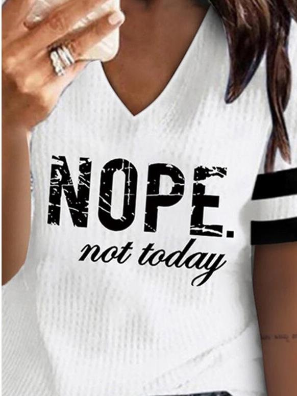 Letter Print V-neck Short-sleeved T-shirt - T-shirts - INS | Online Fashion Free Shipping Clothing, Dresses, Tops, Shoes - 31/05/2021 - Color_White - LXQ