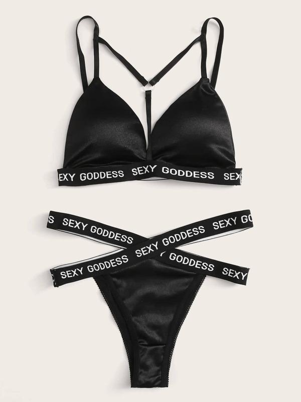 Letter Tape Harness Lingerie Set - INS | Online Fashion Free Shipping Clothing, Dresses, Tops, Shoes
