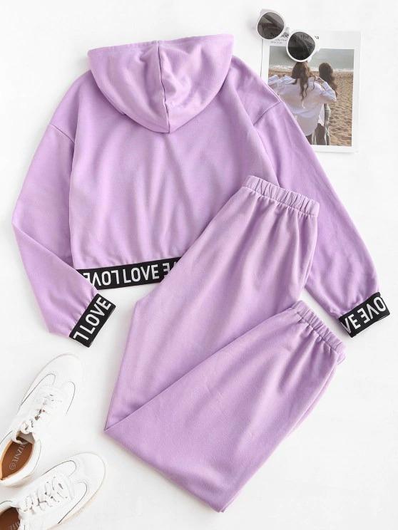 Letter Tape Hooded Sports Joggers Set - INS | Online Fashion Free Shipping Clothing, Dresses, Tops, Shoes
