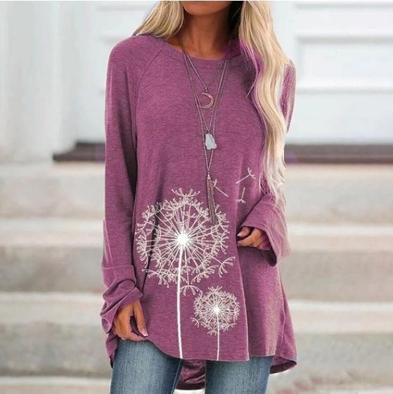 Long Round Neck Print Long Sleeve Loose T-shirt - Mx T-shirts - INS | Online Fashion Free Shipping Clothing, Dresses, Tops, Shoes - GMC-Mx-T-shirts - Mx T-shirts - New t-shirts