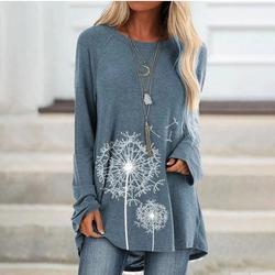 Long Round Neck Print Long Sleeve Loose T-shirt - Mx T-shirts - INS | Online Fashion Free Shipping Clothing, Dresses, Tops, Shoes - GMC-Mx-T-shirts - Mx T-shirts - New t-shirts