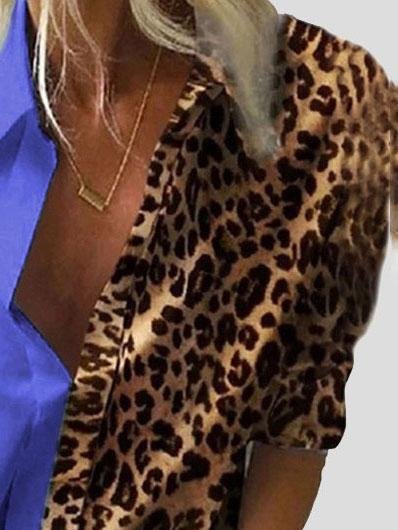Long Sleeve Color Block Leopard Print Loose Shirt - Blouses - INS | Online Fashion Free Shipping Clothing, Dresses, Tops, Shoes - 20-30 - 30/06/2021 - BLO2106301135