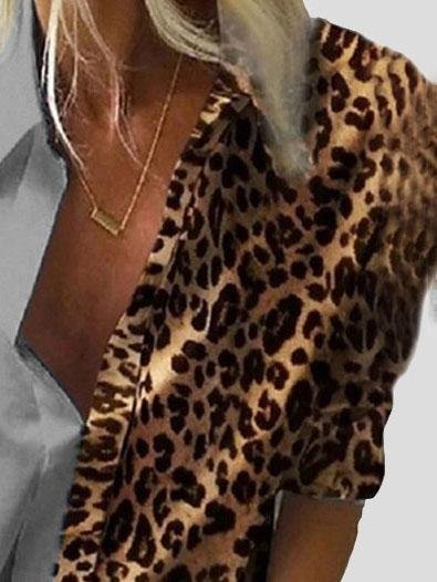 Long Sleeve Color Block Leopard Print Loose Shirt - Blouses - INS | Online Fashion Free Shipping Clothing, Dresses, Tops, Shoes - 20-30 - 30/06/2021 - BLO2106301135