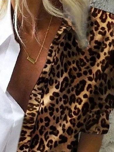 Long Sleeve Color Block Leopard Print Loose Shirt - Blouses - INS | Online Fashion Free Shipping Clothing, Dresses, Tops, Shoes - 20-30 - 30/06/2021 - BLO2106301135