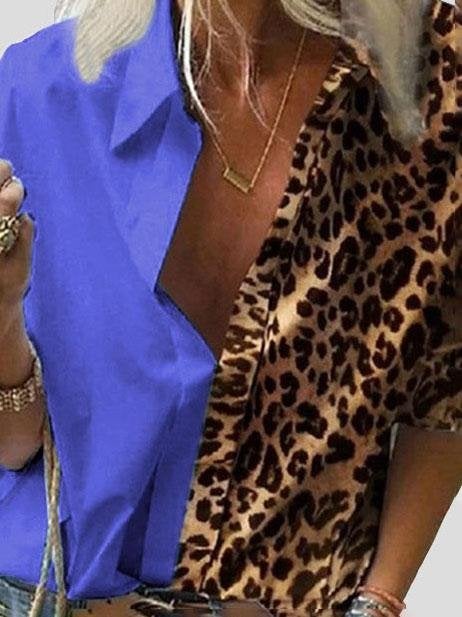 Long Sleeve Color Block Leopard Print Loose Shirt - Blouses - INS | Online Fashion Free Shipping Clothing, Dresses, Tops, Shoes - 20-30 - 30/06/2021 - BLO2106301135