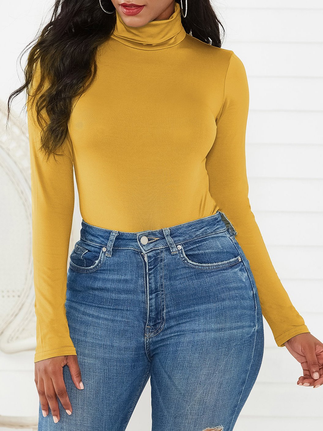 Long Sleeve High Neck Slim Solid Skinny Rompers - Jumpsuits & Rompers - INS | Online Fashion Free Shipping Clothing, Dresses, Tops, Shoes - 10-20 - 24/06/2021 - Bottom