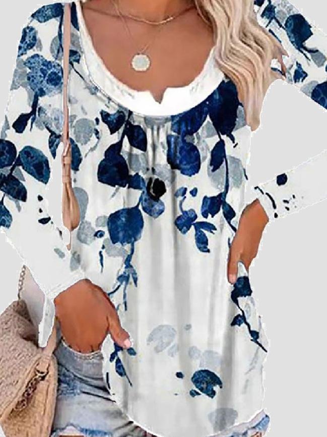 Long Sleeve Printed Fake Two-Piece Round Neck T-Shirt - T-Shirts - INS | Online Fashion Free Shipping Clothing, Dresses, Tops, Shoes - 02/07/2021 - 10-20 - Category_T-Shirts