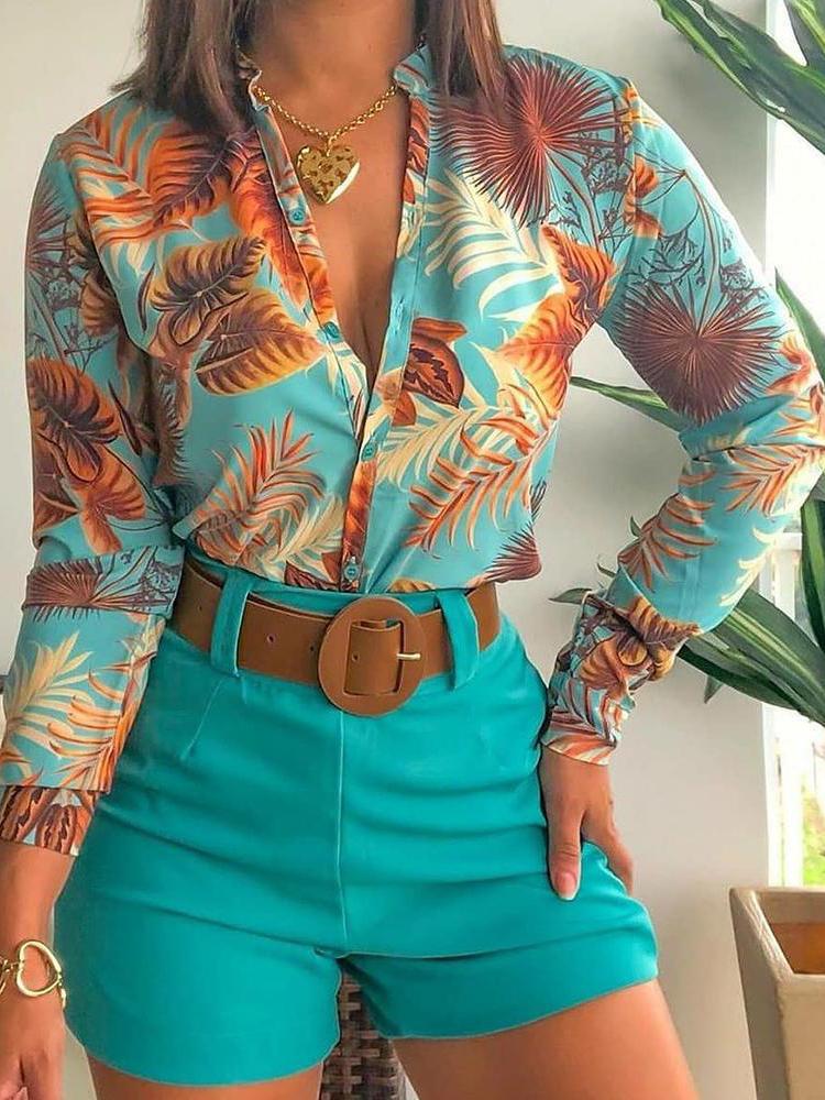 Long Sleeve Printed Stand-up Collar Shirt - Blouses - INS | Online Fashion Free Shipping Clothing, Dresses, Tops, Shoes - 01/07/2021 - 20-30 - BLO2107011139