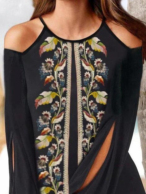 Long Sleeve Round Neck A-line Dress - Mini Dresses - INS | Online Fashion Free Shipping Clothing, Dresses, Tops, Shoes - 15/06/2021 - Color_Black - DRE2106150450