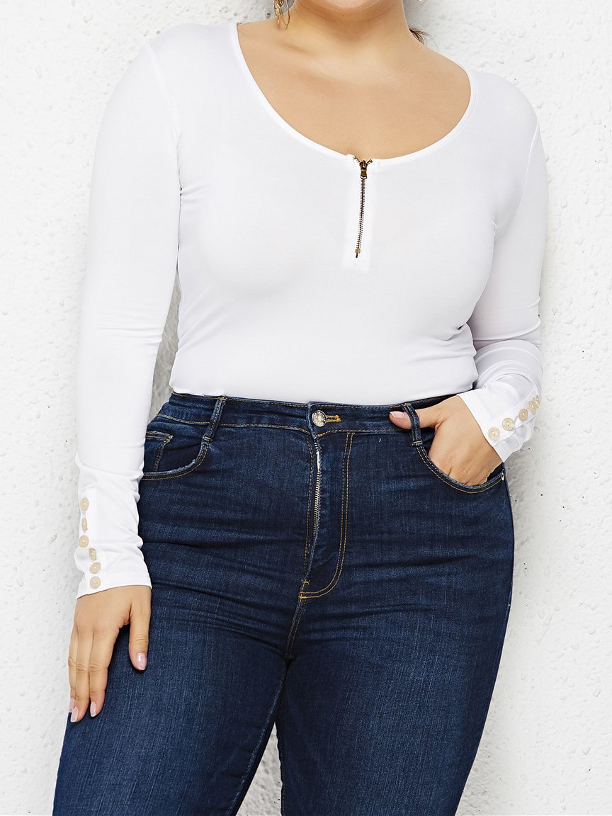 Long Sleeve Zipper Bottoming Shirt Bodysuit - Jumpsuits & Rompers - INS | Online Fashion Free Shipping Clothing, Dresses, Tops, Shoes - 20-30 - 24/06/2021 - Bottom