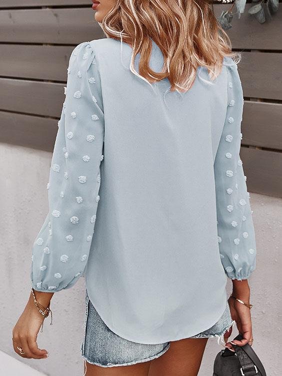 Long-sleeved Casual V Neck Solid Blouse - Blouses - INS | Online Fashion Free Shipping Clothing, Dresses, Tops, Shoes - 20-30 - BLO2107211241 - Blouses